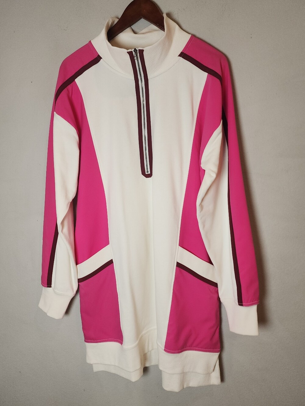 Anthropologie Daily Practice Sporty Colorblock Twofer Mini Dress White Pink Sz L